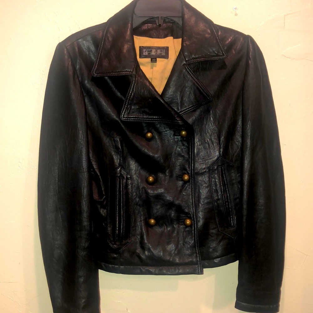 Wilsons Leather black military style jacket. Size XS/S